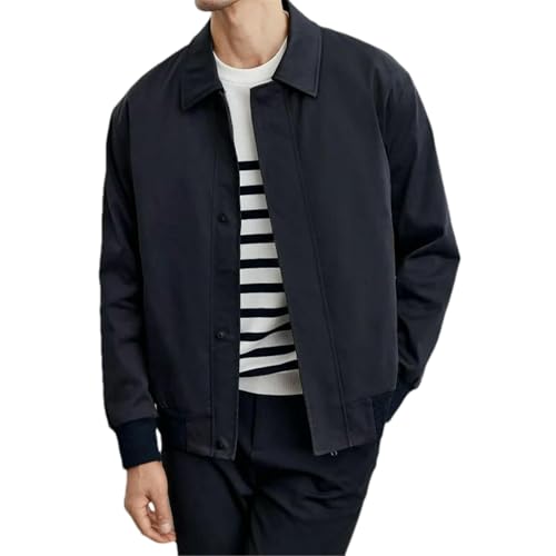 Veste de printemps pour homme avec fermeture éclair et col revers bouton