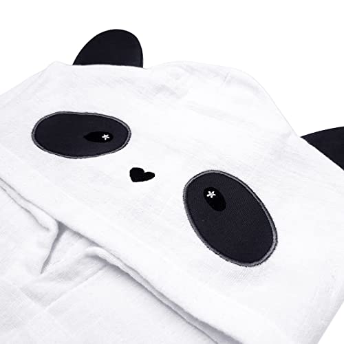 Image of Masilo Organic Cotton Muslin Hodded Poncho Towel for 6 to 12 Months Baby, Pack of 1 - Panda White