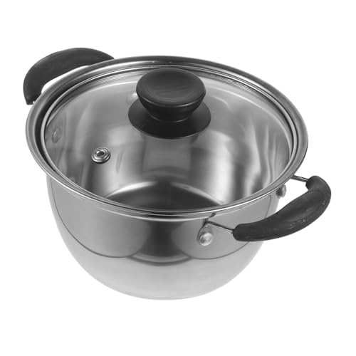 TOYANDONA Olla de Acero Inoxidable para Cocina de Inducción y Gas Cacerola Versátil con Tapa Olla Sopera Asas Dobles Fácil de Limpiar y Resistente TOYANDONA Olla de Acero Inoxidable para Cocina de Inducción y Gas Cacerola Versátil con Tapa Olla Sopera Asas Dobles Fácil de Limpiar y Resistente