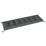 Outsunny Coussin Bain de Soleil Chaise Longue en Mousse à Mémoire, avec Sangles de Fixation, Protection UV50+, Coussin de Banc Matelas Assise pour Canapé Banc de Jardin, 198x65x13cm, Gris foncé