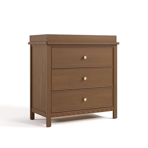 Graco Sasha 3-Drawer Chest with Changing Table Topper (Hazelnut) – GREENGUARD Gold Certified,...