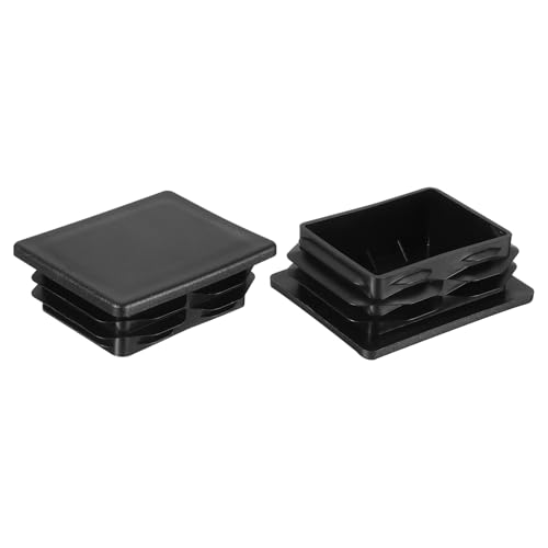 Image of uxcell 2 Pcs Rectangle Tubing End Caps 4 x 3 5 /32 Inch Plastic Hole Plugs Insert End Cap for Metal Tubing Post Chair Leg Table Bookshelves Furniture, Black