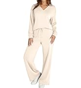 Glamaker Women's 2 Piece Sets Outfits Oversized Sweatsuits Long Sleeve Polo Top and Wide Leg Pant...