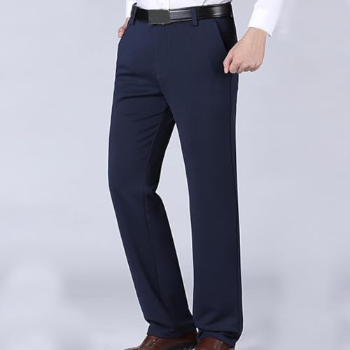 Men's Flat Front Dress Pants Winter Fleece Lined Business Suit Pants Non-Iron,Wrinkle,Expandable Waist Work Trousers 6
