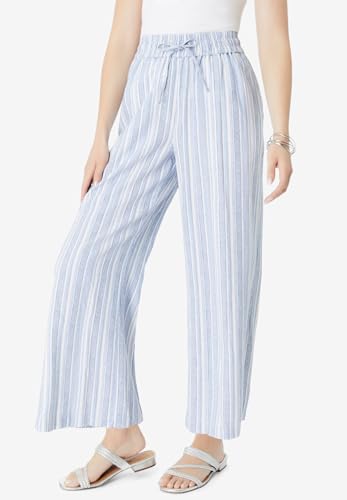 Roaman's Women's Plus Size Plus Size Linen Wide-Leg Pant3