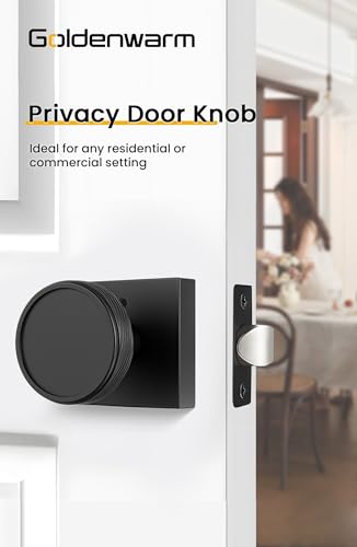goldenwarm Interior Door Knobs Black, Zinc-Alloy Modern Matte Black Door Knob Privacy Door Knobs Interior for Bedroom Bathroom, Heavy Duty Square Modern Doorknobs - 6 Pack - Image 2