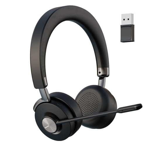 Image of MAIRDI Bluetooth Office Headset with Active Noise Cancelling (ANC) for Clear Calls, Noise Cancelling Microphone for Call Center, Remote Work & Online Meetings, Wireless Headset for PC, Laptop & Teams