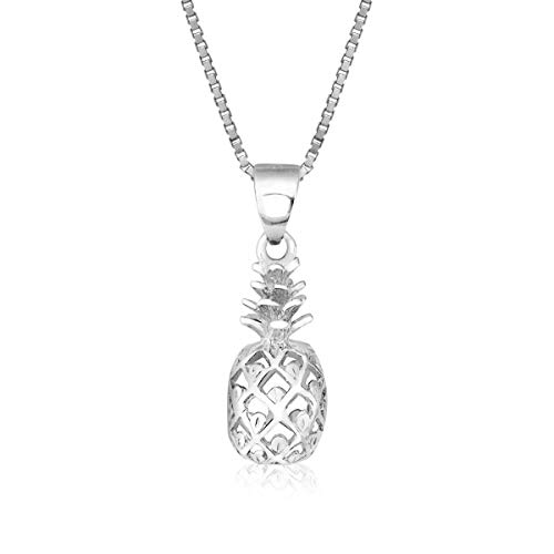 Honolulu Jewelry Company Sterling Silver Pineapple Necklace Pendant with 18