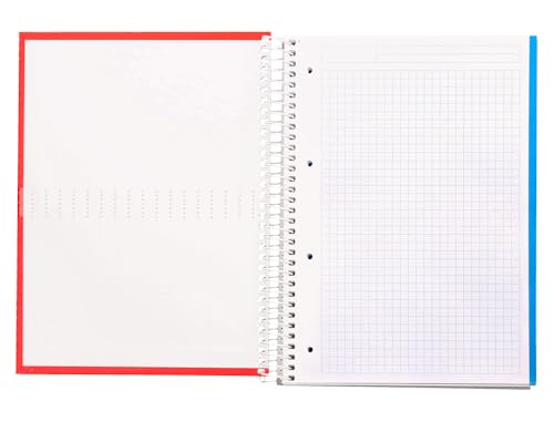 Liderpapel A4 Micro-Crafty-Notizbuch, gefüttert, 120 h, 90 g, Rahmen, 5 mm, 5 Streifen, 4 Farben, Rot
