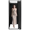 Clothing Store Changing Room with Shading Curtain, Foldable Temporary Mobile Privacy Protection Fitting Room, Portable Simple Dressing Room for Store, 78" x 33" x 33" Black