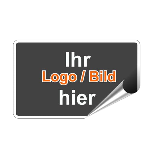 Aufkleber selbst gestalten - Personalisierte Aufkleber Etiketten ideal für Unternehmen Logos Bilder Foto Wunschtext - wasserfest wetterfest spülmachinenfest Werbung Firma (Rechteckig)