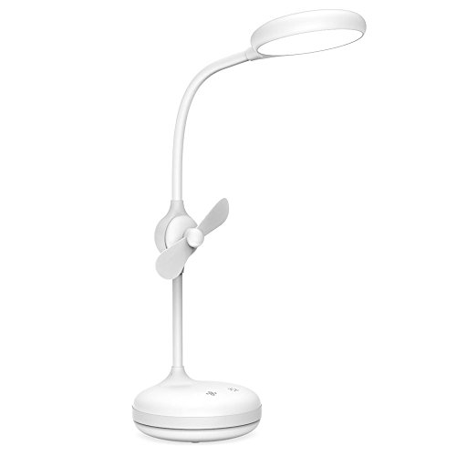 Preisvergleich Produktbild FISHTEC ® 2-in-1 Schreibtischlampe / Fan - Wiederaufladbare - 10 LED - Touch - Dimmer