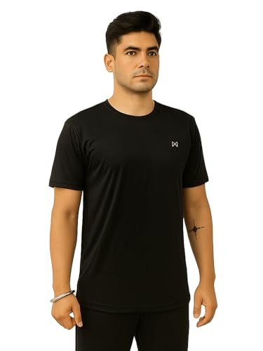Image of Force NXT Men's Premium Microfiber Fabric Solid T-Shirt | Round Neck Half-Sleeves T-Shirt for Men | Sweat Wicking with Label Free for Daily Uses