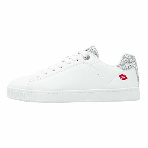 Chaussures femme British Knights Mist aux motifs lèvres blanches argentées