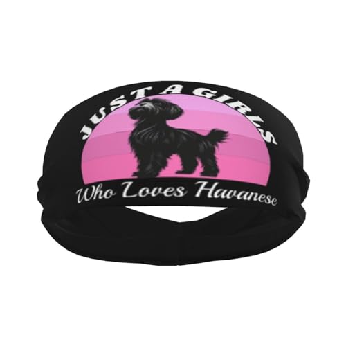 Just A Girls Who Loves Havanese Dog Adjustable Sports Headband Moisture Wicking Sweatband for Running Workout2
