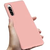 DUTZNZ 対応 Xperia 5 用の ケース シリコン 耐衝撃 薄型 スリム SO-01M/SOV41 カバー TPU カメラ保護 ワイヤレス充電 ストラップホール 指紋 防止 スマホケース ピンク 0108-XPERIA5-07