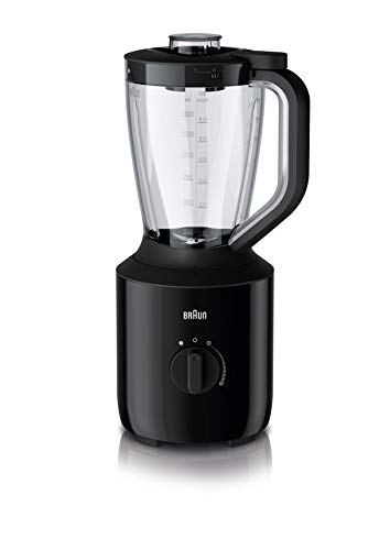 Braun JB3150BK - Batidora de vaso 800 W (capacidad 1.5 L, vaso de cristal resistente al calro, velocidad variable y pulse, cuchicas de acero inox, Dual Safety System), negro