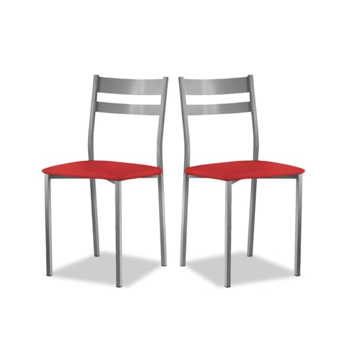 ASTIMESA Dos Sillas de Cocina Respaldo Franjas Rojo