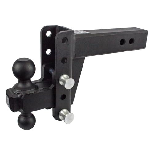 Image of BulletProof Hitches - 2.5 inch Adjustable Heavy Duty Trailer Hitch (22,000 lb. Rating) - 4 inch Drop /Rise Trailer Hitch with 2 inch & 2-5 /16 inch Dual Ball - Powder Coat, Solid Steel, Corrosion-Resistant