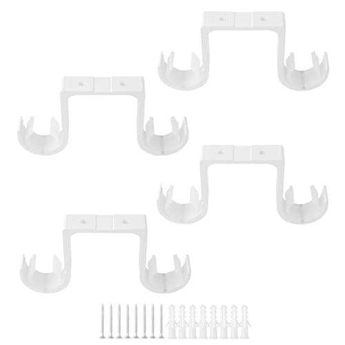 AddGrace Heavy Duty Double Ceiling Curtain Rod Holders 4 Pack White