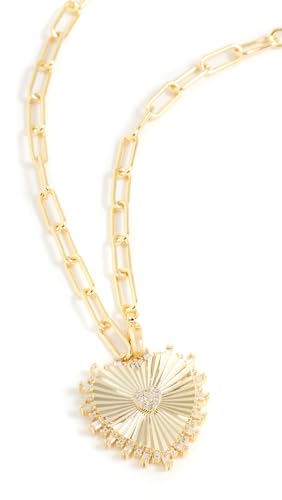 ADINA EDEN Women's Pave Accented Heart Pendant Lariat Necklace, Gold, One Size