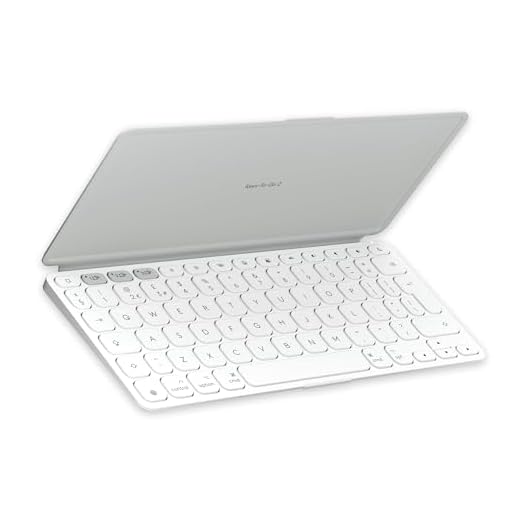 Logitech Keys-To-Go 2 Portable Wireless iPad Keyboard With Built-in Cover, Slim, Compact Wireless Keyboard for iPad, iPhone, Mac, Apple TV, Easily Switch Between Devices, QWERTY UK Layout - Pale Grey