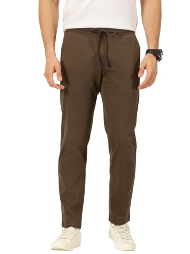 Image of Thomas Scott Men's | Solid | Light Weight | Breathable Fabric | Elasticated Waist | Mid Rise | Regular Fit | Cotton Blend | Drawstring | Chino Trouser | Pants