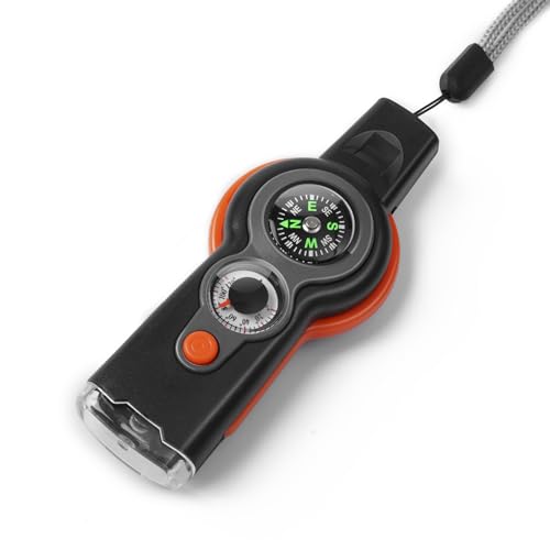 Emergency Survival Function Whistle, Outdoor Multifunctional Tool Safety Whistle with Lanyard, Ideal for Kayaking, Boating, Hiking, Camping, Climbing, Hunting, Fishing, Rescue Signaling