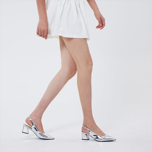 Image of GENSHUO Women's Slingback Closed Toe Block Chunky Low Heel Pumps - 2.36 Inches Office Wedding Party Dress Shoes