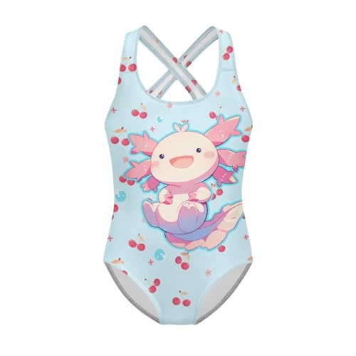 Image of Girls One Piece Swimsuits Teens Sleeveless Back Cross Strap Bathing Suit Kids Quick Dry Cute Beach Swimwear(5-14)