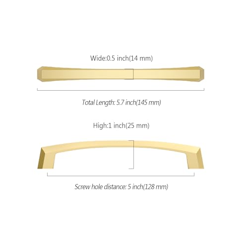 Image of 10 Pack Gold Cabinet Pulls 5 Inch Cabinet Handles Kitchen Cabinet Hardware Gold Kitchen Handles for Cabinets Gold Drawer Pulls Kitchen Pulls