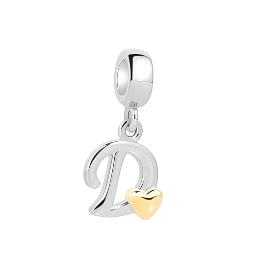 XWN Ciondolo lettere A-Z per bracciale, argento 925, compatibile con Pandora e braccialetti/collane europei, per donne/ragazze.