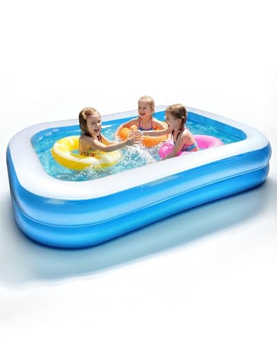 Piscine Gonflable 260 x 155 x 45 cm, Grande Piscine Rectangulaire pour Enfants et Adultes, Piscine Pliable Extérieure pour Jardin, Terrasse et Fêtes...