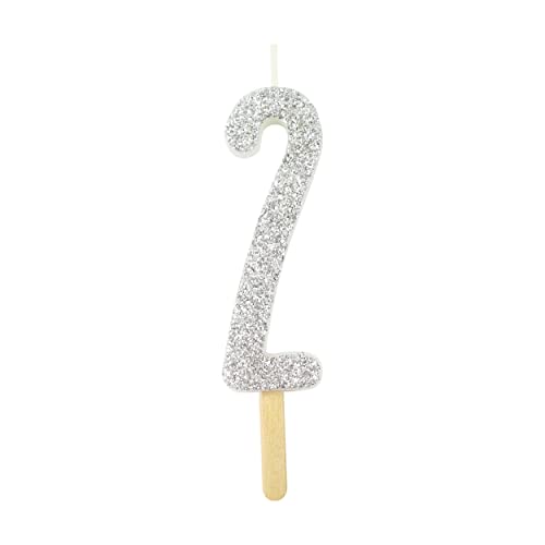 PME Silver Glitter Number Candle 2