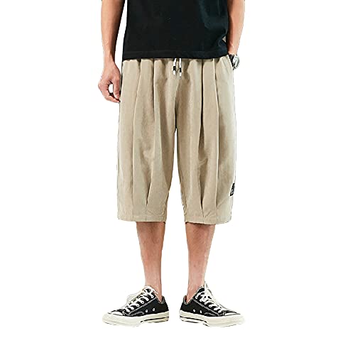 Homme Été Pantalon Lâche Capri Shorts Bermudas 3/4 Pantacourt Oversize Baggy Elastique Solide Confortable Respirant Cargo Pants Large Sarouel Pantacourt...