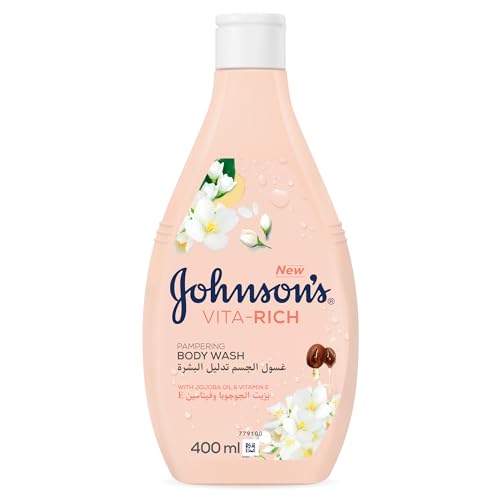 Johnsons Vita Rich Pampering Body Wash 400ml enriched with jojoba oil and vitamin E gentle moisturizing formula for soft smooth and refreshed skin