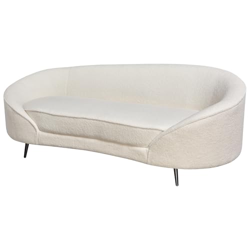 Beliani 3er Sofa Bouclé weiß gebogen oval mit schwarzen Metallbeinen Retro Glam Savar – Bild 6