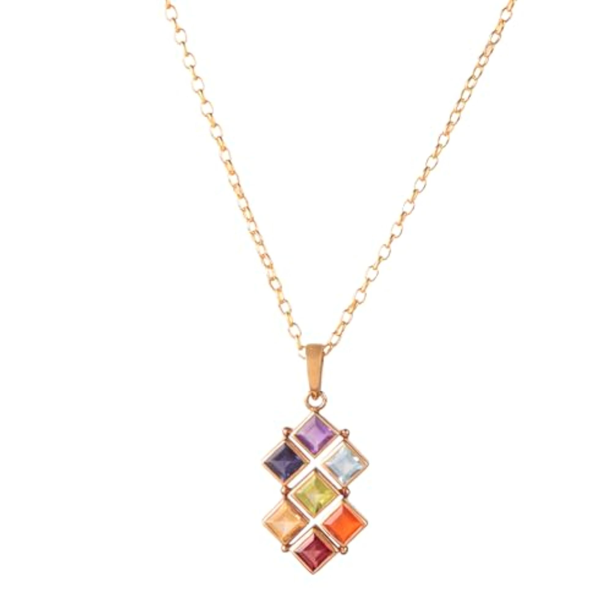 Women's Gold Plated Chakra Pendant Necklace, Floral Design