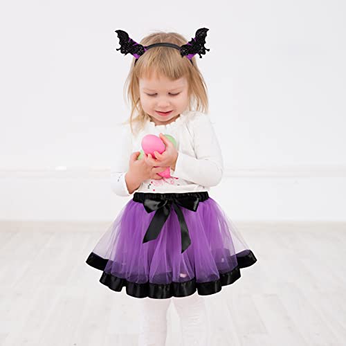 Jasmine Tutu For Toddlers, Purple Tulle Skirt & Bat Ears Headband, Bat Tutu Skirt Set For Girls, Halloween Costumes, 2-5Y #TOP2