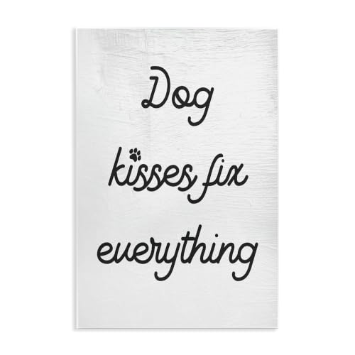 Dog Kisses Fix Everything Pet, 13 x 19 Inch Mounted Print on Wall Plaque