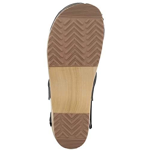 Bjork Maja Wood Open Back Leather Clogs (Eu-40, Black) #TOP7