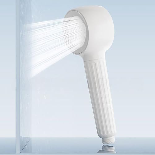 Besshepplo Cabezal de ducha de alta presión Cloud White con modos de pulverización duales, rotación de 360 grados, tecnología de impulso de aire, lluvia suave y ajustes de masaje para pieles sensibles