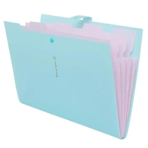 Pasta Sanfonada, Plástica, A4, 5 Divisões, Verde Pastel, Polibras