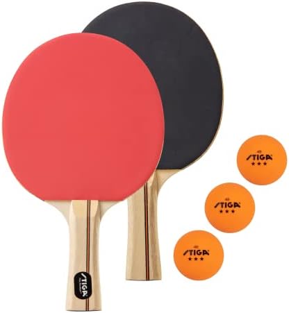 STIGA Performance 2 Player Ping Pong Set – 2 Table Tennis Rackets, 3 – 3 Star Orange Balls Included