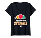 Photo Gallery donna buon compleanno dicendo stefania maglietta con collo a v Photo Gallery donna buon compleanno dicendo stefania maglietta con collo a v