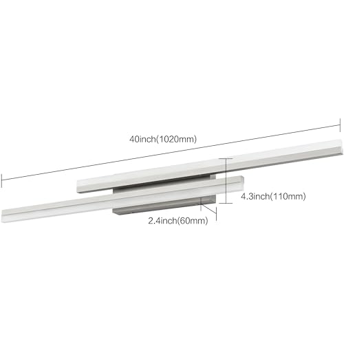 Image of PRESDE 40 inch LED Bathroom Vanity Light, Modern Brushed Nickel Wall Bar Fixture Over Mirror 5CCT
