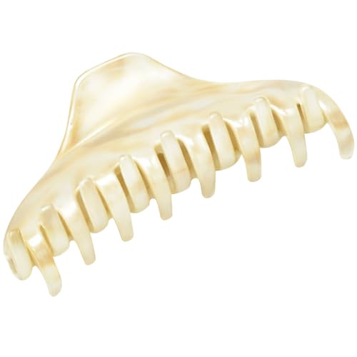 Pinza estrecha de acetato beige para sujetar el pelo fino sin tirones ni caídas
