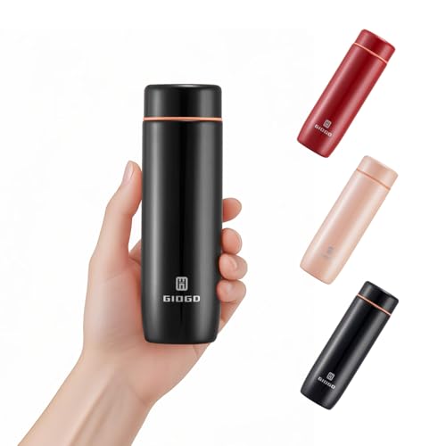 Small Thermo Bottle Slim Mini Vacuum Insulated Water Bottle 285ml/9.6oz Water Flask Stainless Steel Thermal Water Bottles Thermo for Hot and Cold Drinks Perfect for Purse or Kids Lunch Bag(Black)