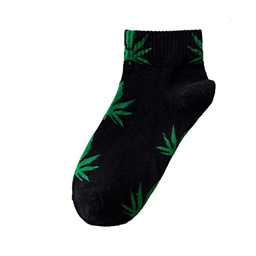 5 Pairs Unisex Marijuana Weed Leaf Printed Cotton Short Boat Socks Casual Ankle Socks US 5-9.53
