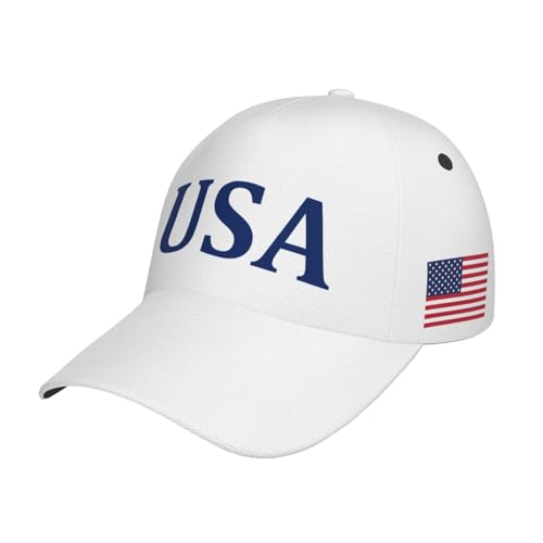 Image of USA Flag Baseball Cap American Patriotic Trucker Hat Father Dad Mother Mom Adjustable Sportswear Hat for Men Women Adults